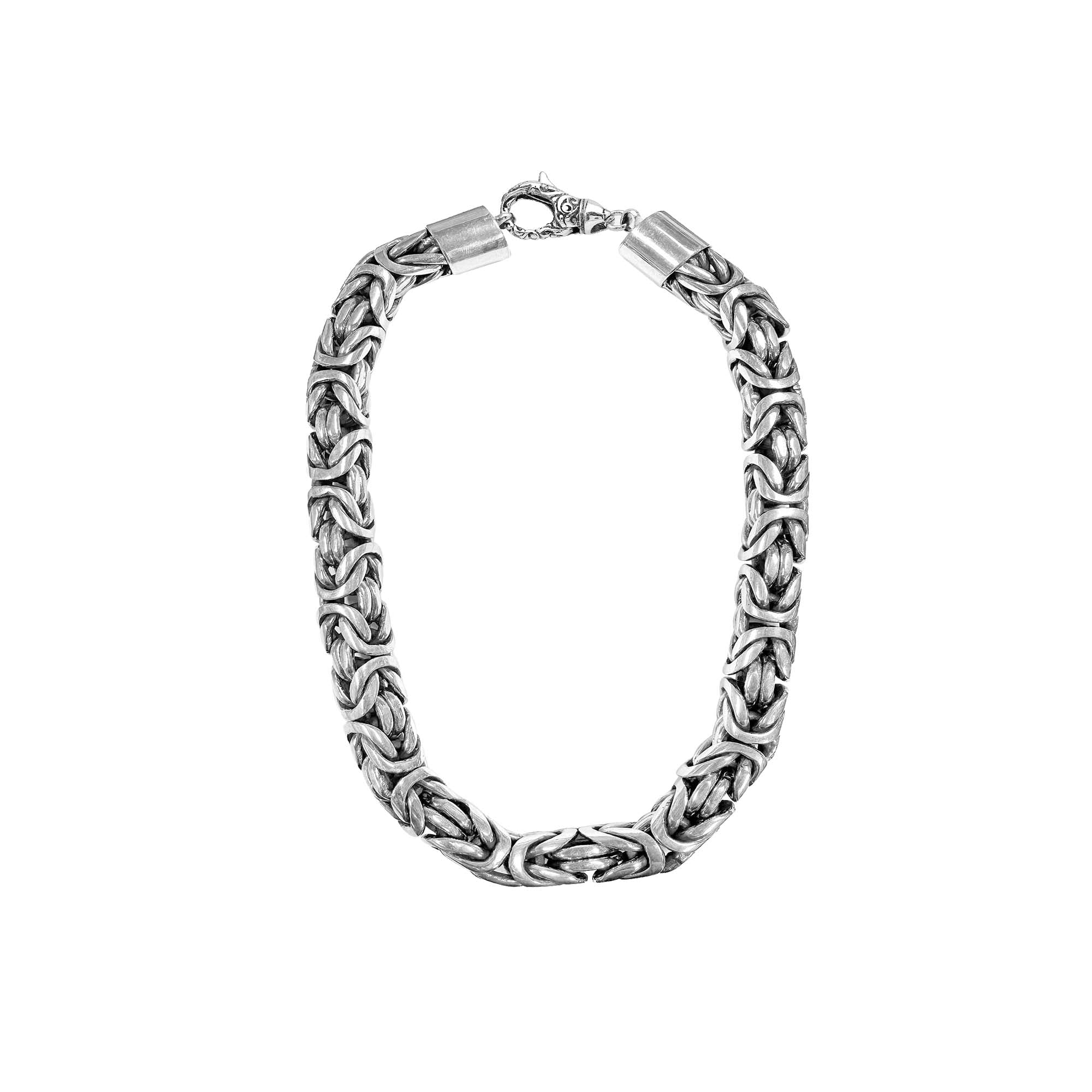 Wholesale bold 15mm sterling silver Byzantine chain necklace, handcrafted in Bali with secure hook clasp