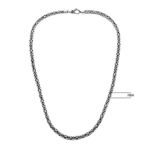Sterling silver 8mm Balinese chain necklace with handwoven design and hook clasp