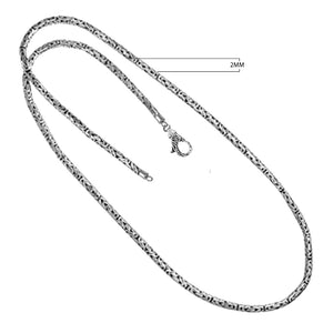 Sterling silver 2mm Balinese chain necklace with handcrafted weave and hook clasp