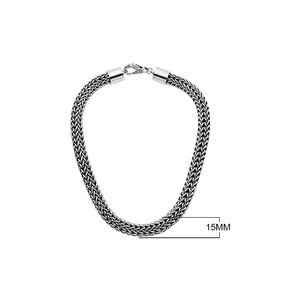 Sterling silver 15mm heavy Balinese chain necklace with bold woven design