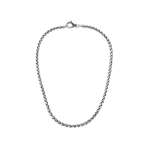 Sterling silver 4MM wheat chain necklace with clasp, handcrafted unisex Bali jewelry wholesale