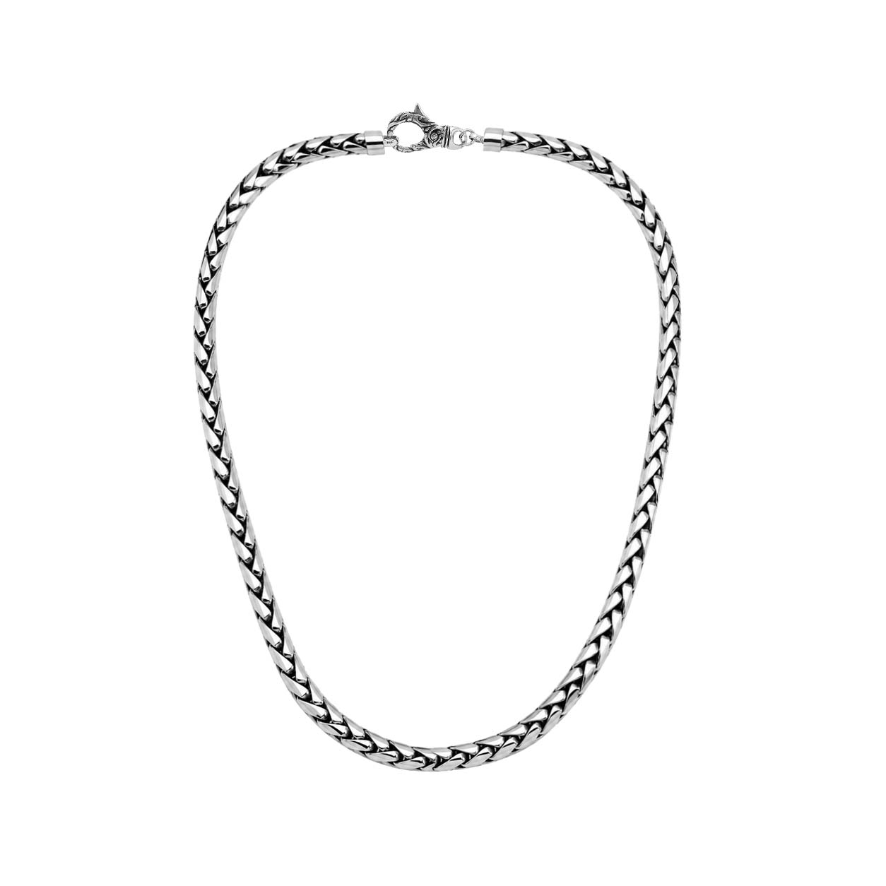  6MM sterling silver wheat chain necklace, Bali-inspired design with polished shine.