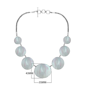 Wholesale sterling silver Mother of Pearl statement necklace with Balinese handcrafted design.