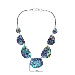 Wholesale sterling silver freeform abalone shell necklace with Balinese handcrafted design.