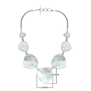 Wholesale sterling silver heart-shape Mother of Pearl necklace with Balinese handcrafted design.