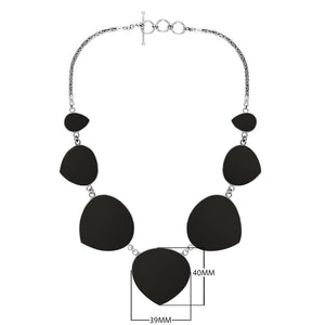 Wholesale sterling silver heart-shape black shell necklace with Balinese handcrafted design.