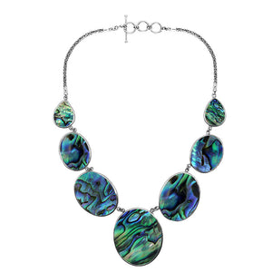Wholesale 925 sterling silver abalone shell statement necklace with oval stations