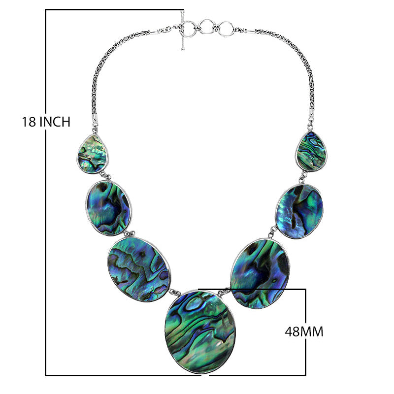Wholesale 925 sterling silver abalone shell statement necklace with oval stations