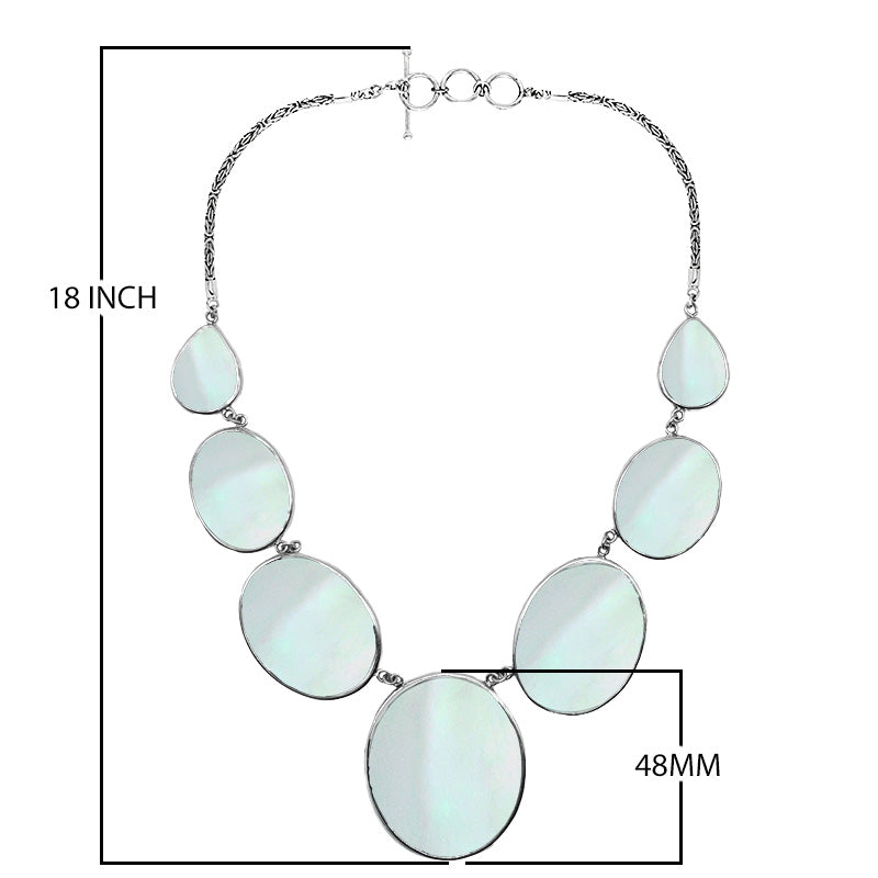 Wholesale 925 sterling silver mother of pearl oval station necklace handcrafted in Bali