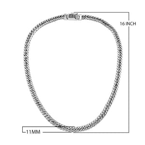 Wholesale sterling silver woven chain necklace with oxidized-polished finish and Balinese clasp, handcrafted in Bali