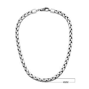 Wholesale 4 MM Sterling Silver flat-link chain with lobster lock, handcrafted in Bali.