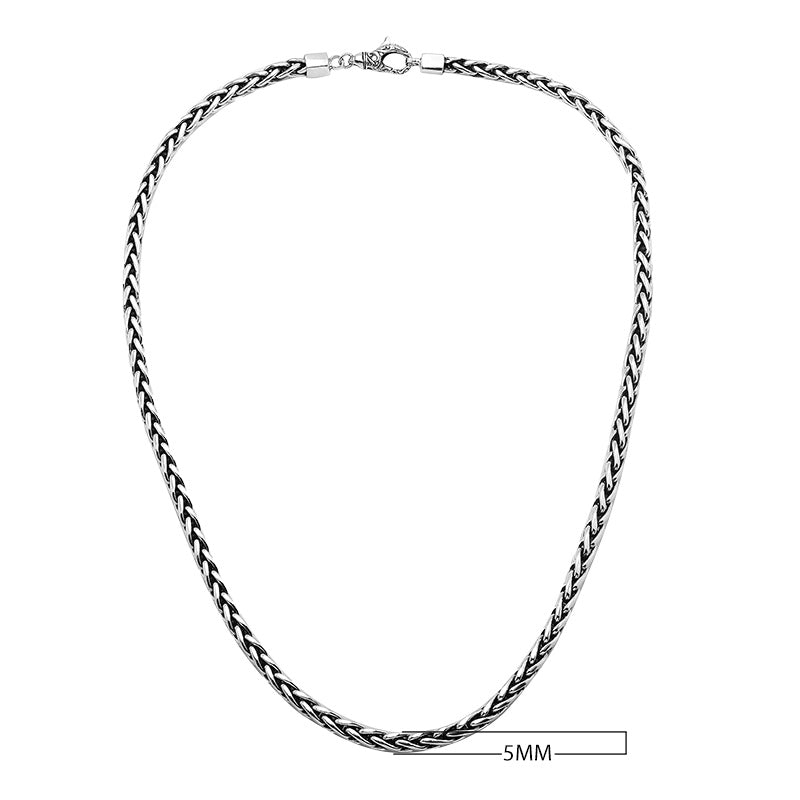 Wholesale 5 MM Sterling Silver woven chain with lobster lock, handcrafted in Bali.