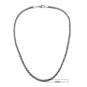 Wholesale 4 MM Sterling Silver round woven chain with lobster lock, handcrafted in Bali.