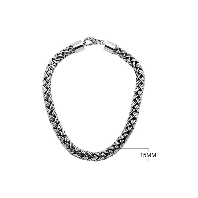 Sterling Silver 15MM Handcrafted Bali Chain Necklace with Hook Lock wholesale jewelry