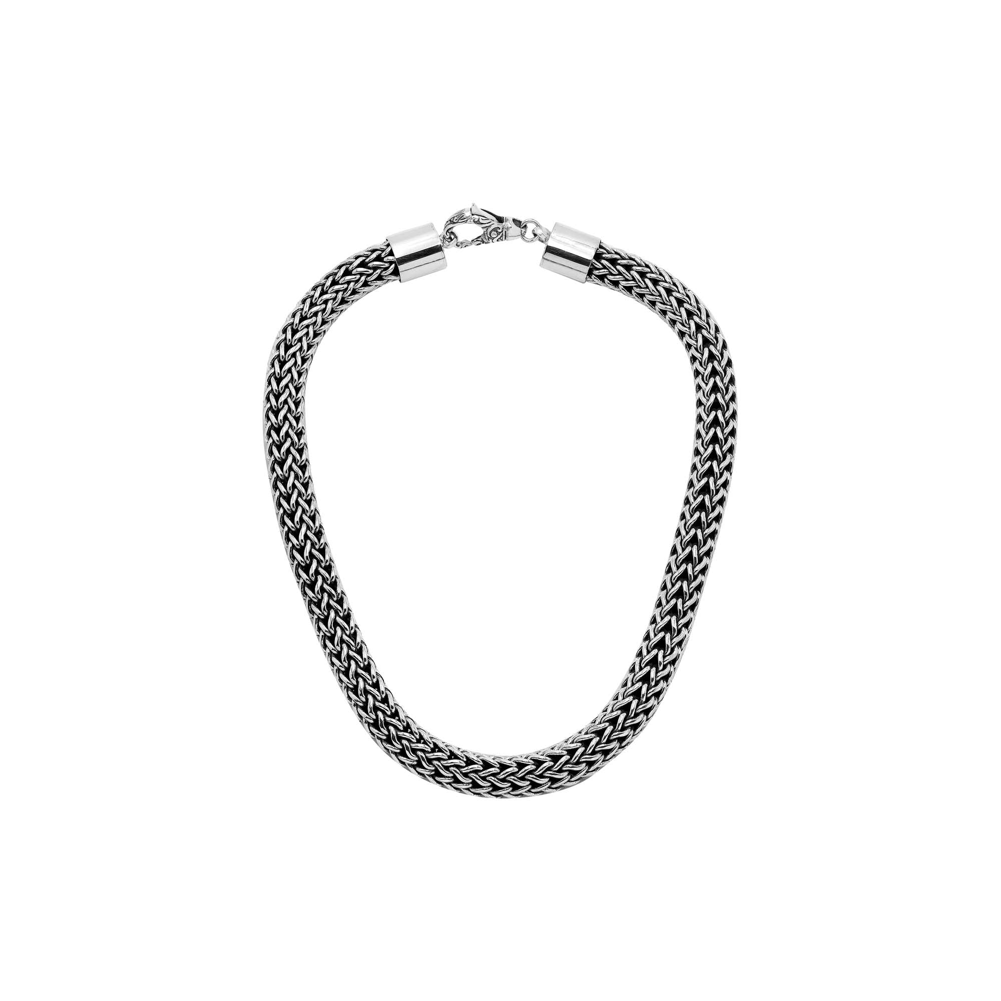 Sterling Silver 15MM Bali Woven Chain Necklace with Hook Lock wholesale jewelry