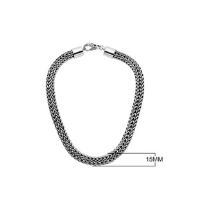 Sterling Silver 15MM Bali Woven Chain Necklace with Hook Lock wholesale jewelry