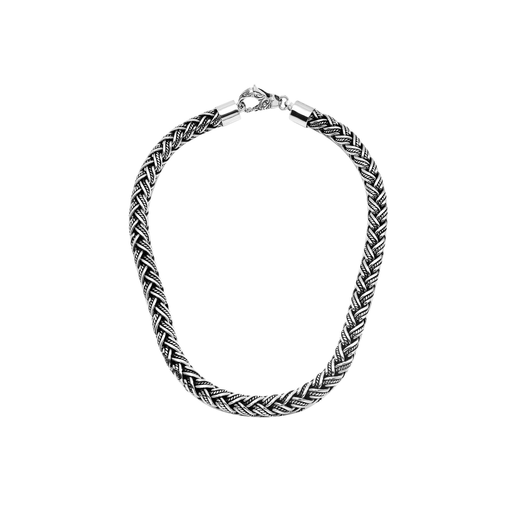 Sterling Silver 15MM Bali Woven Chain Necklace with Hook Lock wholesale