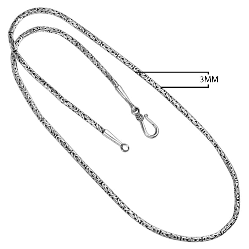 Silver Overlay Over Copper Bali Wheat Chain Necklace With Hook Clasp