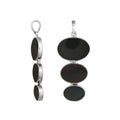 Sterling silver triple oval black shell pendant, handcrafted Bali jewelry available for wholesale purchase.