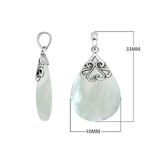 Wholesale sterling silver teardrop pendant with Turquoise Shell, handcrafted Bali scroll design 925 silver jewelry for bulk orders