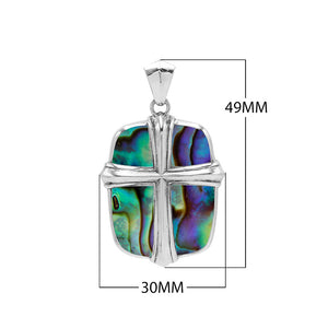 Wholesale sterling silver cross pendant with genuine abalone shell inlay, handcrafted Bali artisan jewelry for bulk buyers.