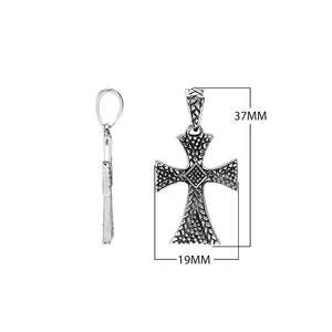 Wholesale sterling silver cross pendant with textured patterns and oxidized finish, handcrafted Bali artisan jewelry for bulk buyers.