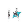 Sterling silver Mantaray pendant with turquoise inlay and Balinese carvings – wholesale jewelry