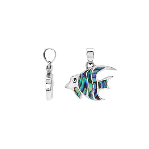 Sterling silver fish pendant with abalone inlay and Balinese detailing – wholesale jewelry