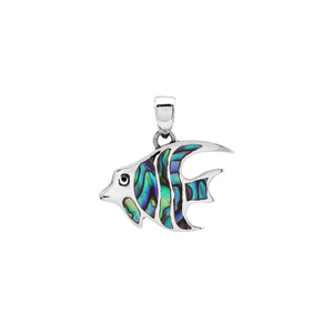 Sterling silver fish pendant with abalone inlay and Balinese detailing – wholesale jewelry