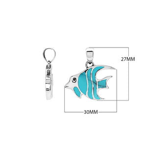 Sterling silver fish pendant with Turquoise Shell inlay and Balinese detailing – wholesale jewelry
