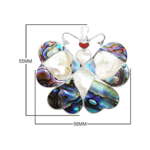 Abalone Shell, Coral, And Mother Of Pearl 925 Silver Butterfly Pendant For Wholesale