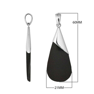 925 Silver Overlay Designer Teardrop Pendant With Black Shell For Wholesale Jewelry Collection