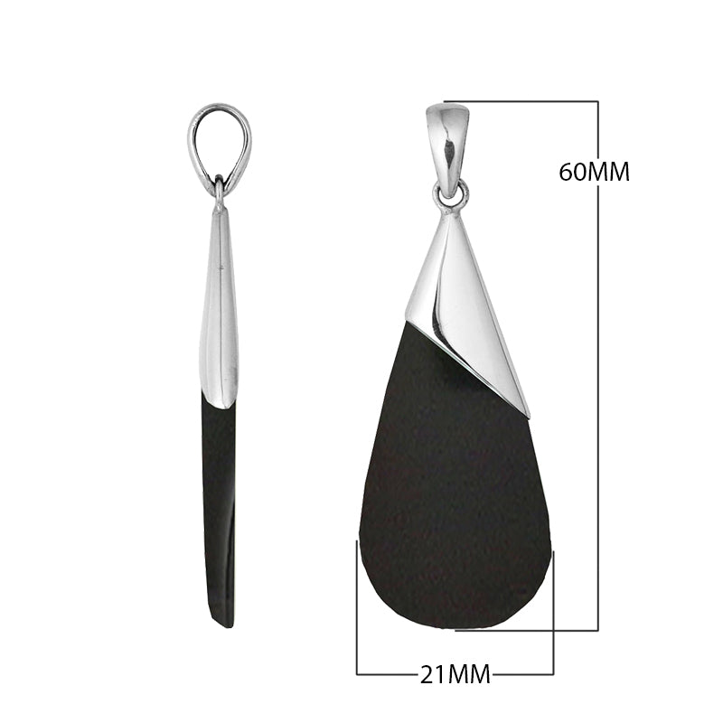 925 Silver Overlay Designer Teardrop Pendant With Black Shell For Wholesale Jewelry Collection