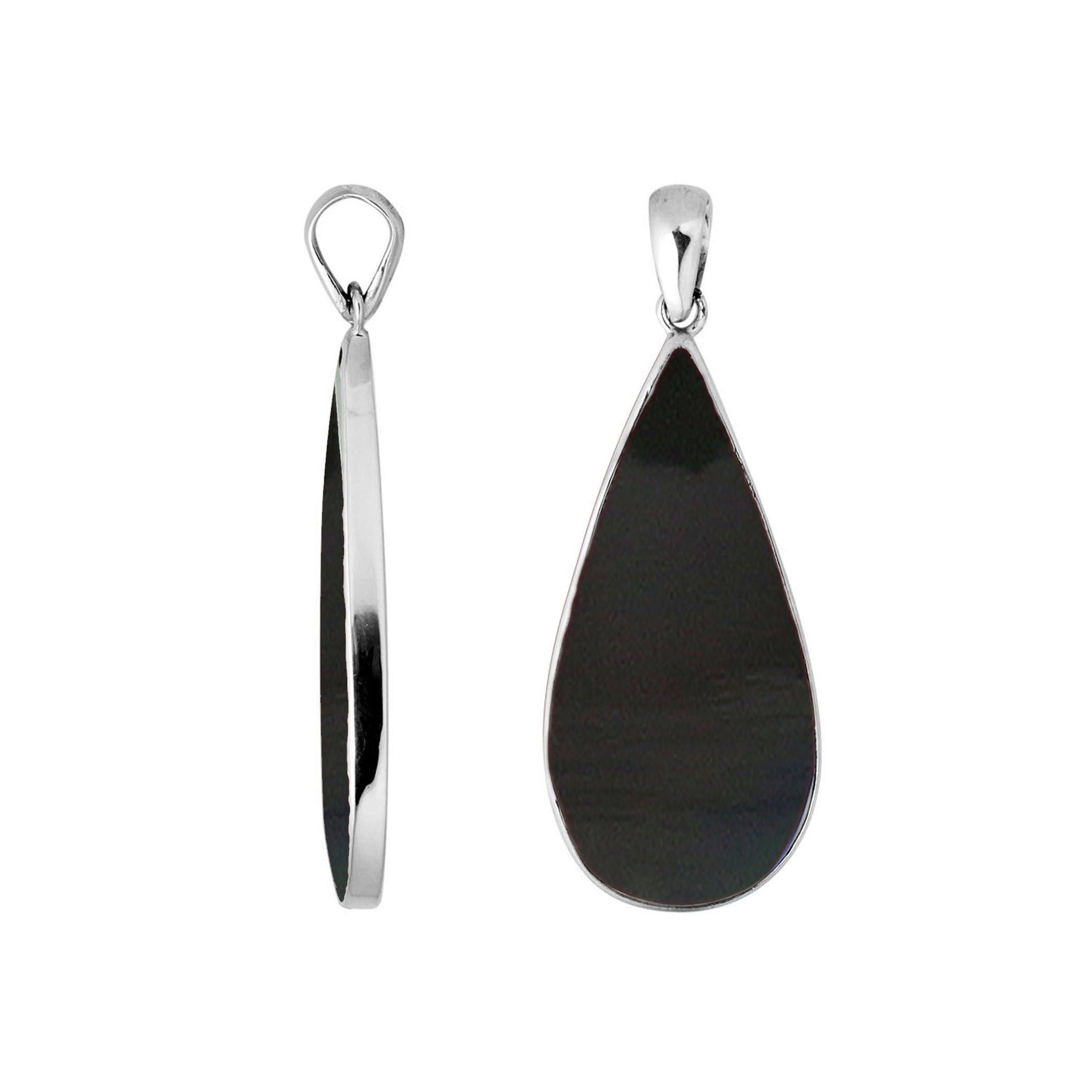925 Silver Teardrop Pendant With Black Shell For Wholesale Jewelry Collection