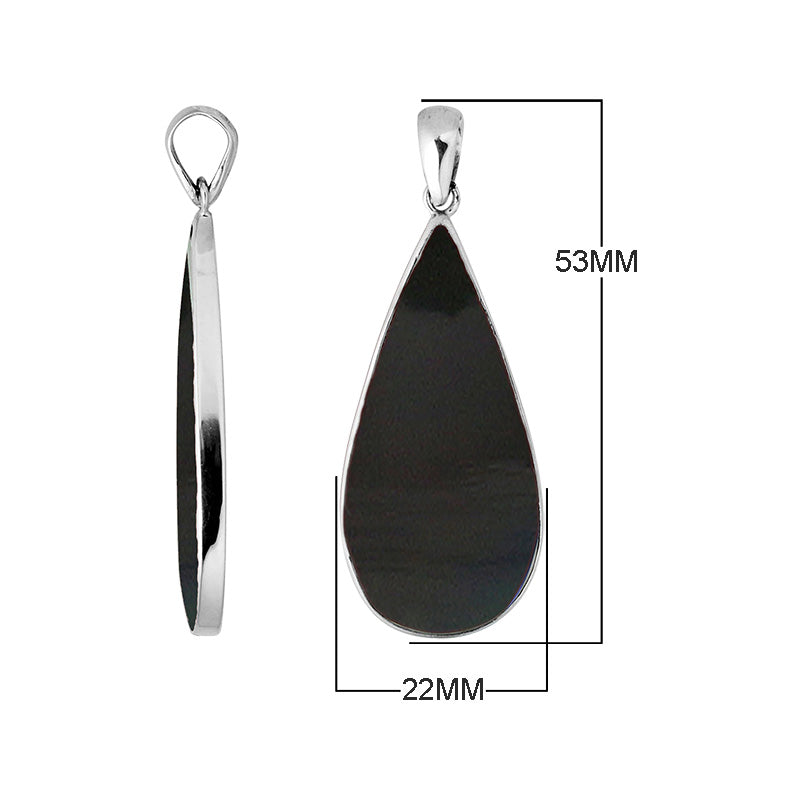 925 Silver Teardrop Pendant With Black Shell For Wholesale Jewelry Collection