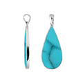 925 Silver Teardrop Pendant With Turquoise Shell For Wholesale Jewelry Collection
