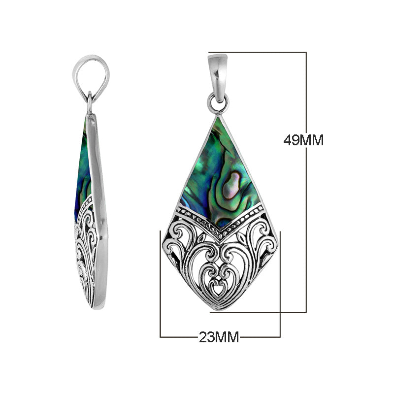 Handcrafted 925 Sterling Silver Diamond Pendant With Abalone Shell Detailing