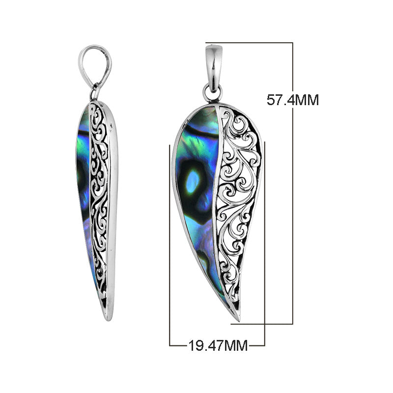 Handcrafted 925 Sterling Silver Wing Pendant With Abalone Shell Inlay