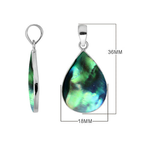 925 sterling silver teardrop pendant with abalone shell and mirror-polished finish handcrafted in Bali