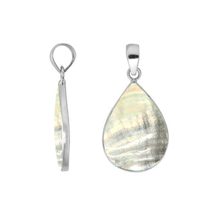 Jeping Shell Sterling Silver Teardrop Pendant Handcrafted In Bali With Polished Finish