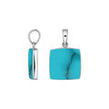 Sterling silver square pendant featuring natural turquoise in a polished bezel setting