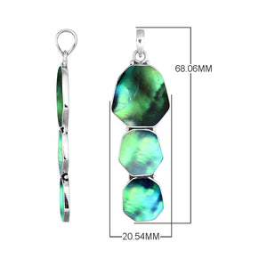 Sterling Silver Three-Link Octagon Shape Abalone Shell Pendant