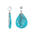 Wholesale sterling silver teardrop pendant with vibrant Turquoise Shell and flowing silver wire accents – handcrafted artisan jewelry for retailers and resellers.