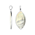 Jeping Shell Sterling Silver Marquise Pendant Handcrafted In Bali With Polished Finish
