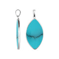 Turquoise Shell Sterling Silver Marquise Pendant Handcrafted In Bali With Polished Finish