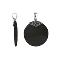 Sterling Silver Black Shell Round Polished Designer Pendant For Wholesale Jewelry Collections.