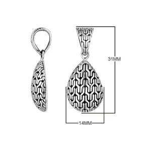 Sterling Silver Textured Teardrop Pattern Pendant For Wholesale Jewelry Collections.