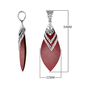 Sterling Silver Red Coral And Cubic Zirconia Layered Designer Pendant For Wholesale Jewelry Buyers.