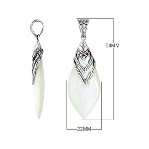 Sterling Silver Mother Of Pearl Layered Teardrop Designer Pendant For Wholesale Jewelry Buyers.