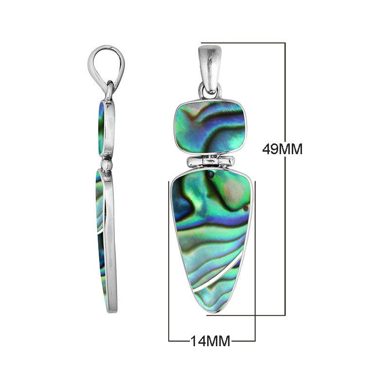 Sterling Silver Abalone Shell Contemporary Dual Stone Pendant For Wholesale Jewelry Buyers.